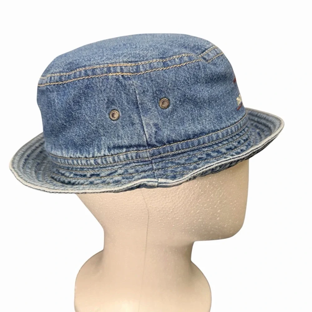 Disney Minnie Mouse Denim Bucket Hat Blue Embroidered Kids Large Y2K Style